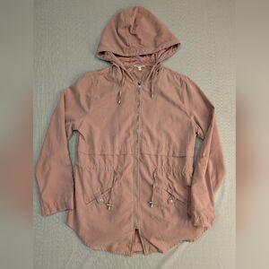 Maurices Dusty Rose Anorak Lightweight  Zip Pockets Hooded Utility Jacket- L